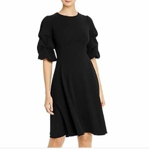 Donna Karan Black Mini Dress with Puff Sleeves